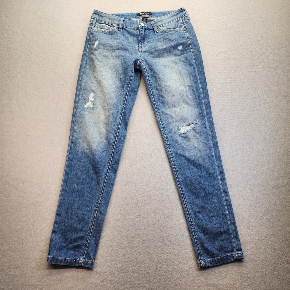 White House Black Market Girlfriend Jeans Distressed Medium Wash Denim Size 0